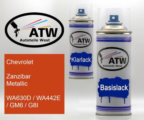 Chevrolet, Zanzibar Metallic, WA630D / WA442E / GM6 / G8I: 400ml Sprühdose + 400ml Klarlack - Set, von ATW Autoteile West.